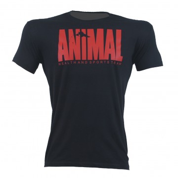 T-SHIRT ΑΝΔΡΙΚΟ ANIMAL Μαύρο Με Κόκκινο Logo 21148 (H&S)