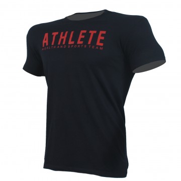 T-SHIRT ATHLETE Μαύρο Με Κόκκινο Logo 21168 (H&S)