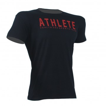 T-SHIRT ATHLETE Μαύρο Με Κόκκινο Logo 21168 (H&S)