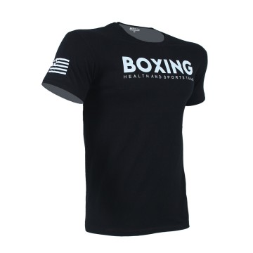 T-SHIRT BOXING Μαύρο Με Λευκό Logo 21200 (H&S)