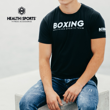 T-SHIRT BOXING Μαύρο Με Λευκό Logo 21200 (H&S)