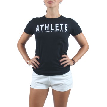 T-SHIRT ATHLETE Μαύρο Με Λευκό Logo 23-012 (H&S)