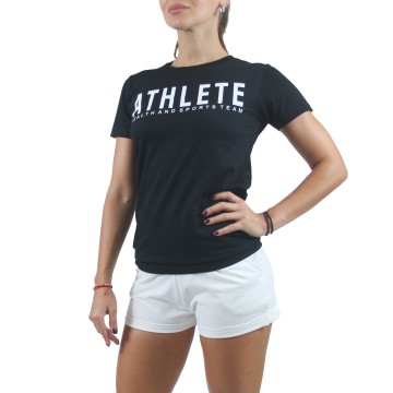 T-SHIRT ATHLETE Μαύρο Με Λευκό Logo 23-012 (H&S)