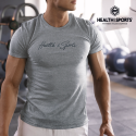 T-SHIRT BASIC Γκρί Με Μαύρο Logo 21207 (H&S)