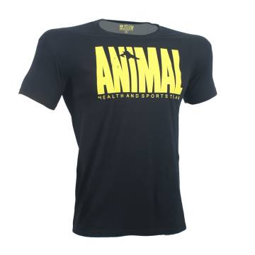 T-SHIRT ANIMAL Μαύρο Με Κίτρινο Logo 21128 (H&S)