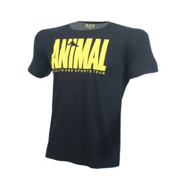 T-SHIRT ANIMAL Μαύρο Με Κίτρινο Logo 21128 (H&S)