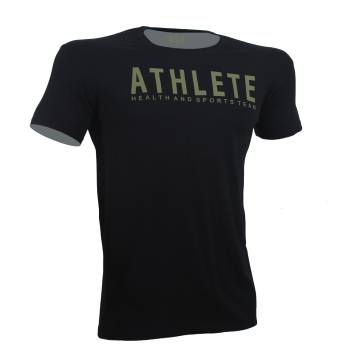 T-SHIRT ATHLETE Μαύρο Με Xακί Logo 21220 (H&S)
