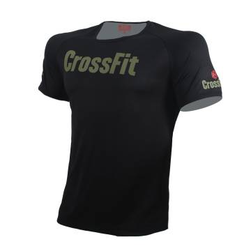 T-SHIRT DRI FIT CROSSFIT Μαύρο Με Χακί Logo 21023 (H&S)