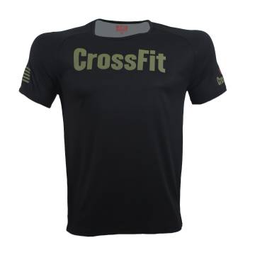 T-SHIRT DRI FIT CROSSFIT Μαύρο Με Χακί Logo 21023 (H&S)