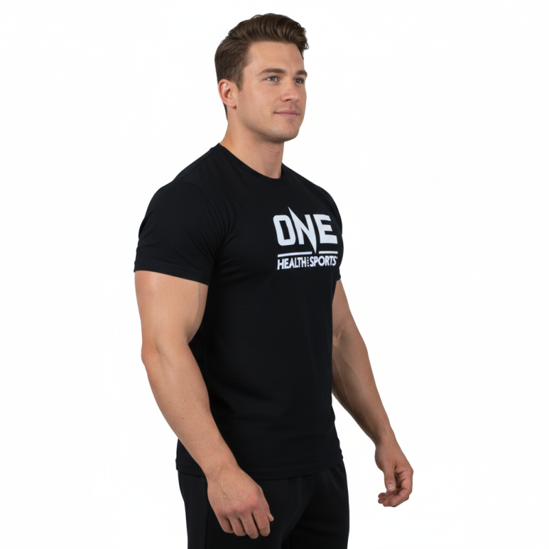 T-SHIRT ONE Μαύρο Με Λεύκο Logo 21140 (H&S)