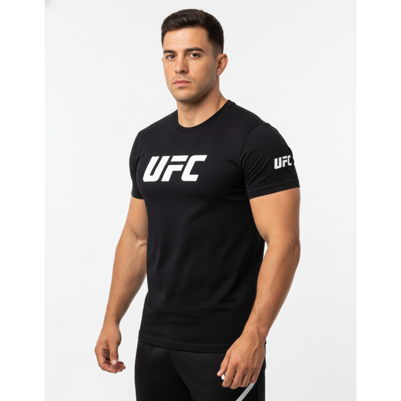 T-SHIRT UFC Μαύρο με Λευκό Logo 21106 (H&S)