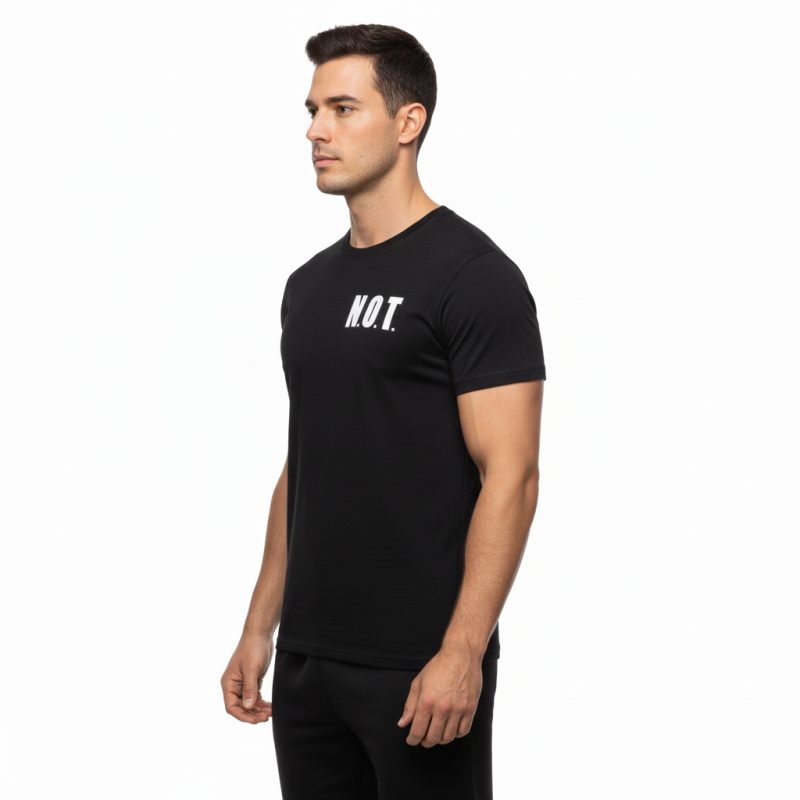 T-SHIRT NOT Μαύρο με Λεύκο Logo 21072 (H&S)