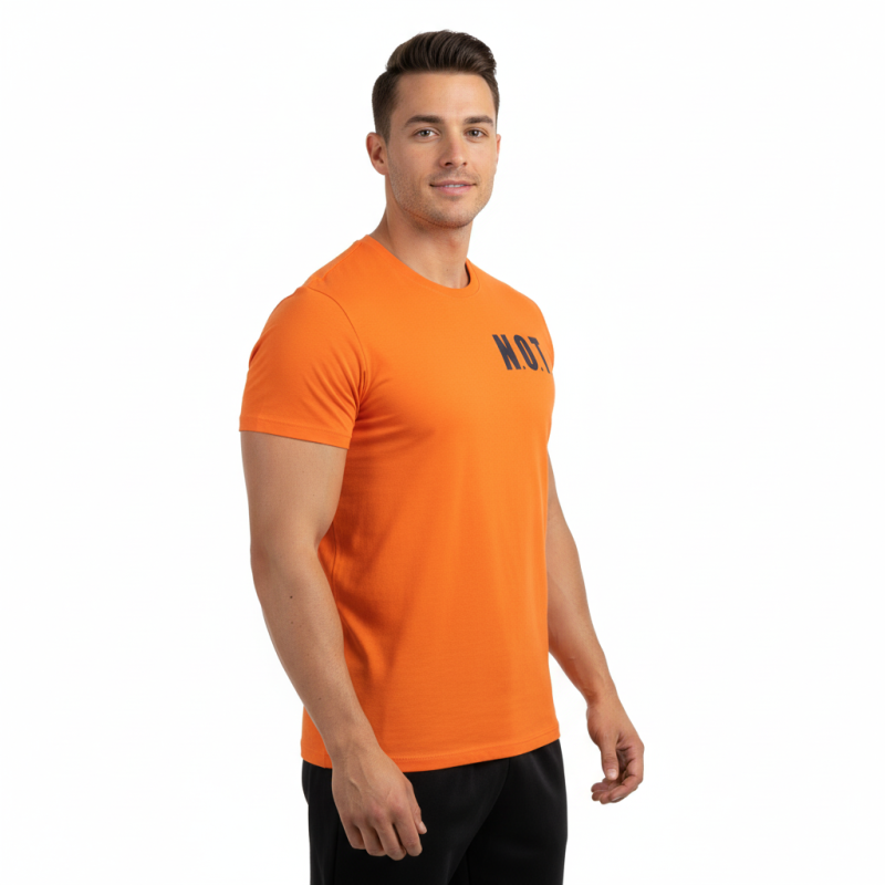 T-SHIRT NOT Πορτοκαλί με Μαύρο Logo 21052 (H&S)