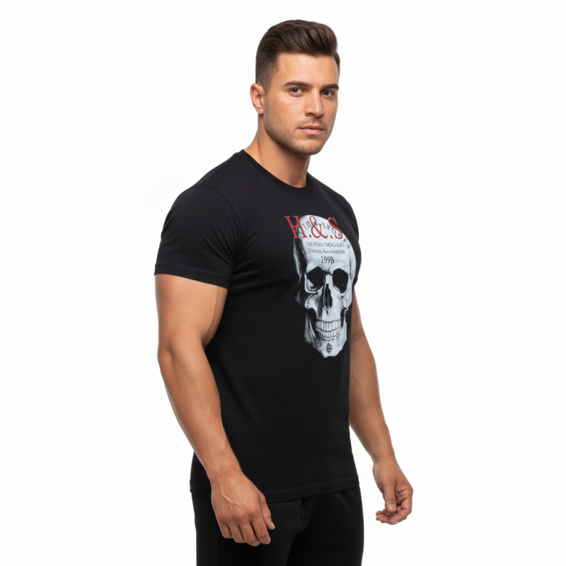 T-SHIRT SKULL-PRINTED Μαύρο 21074 (H&S)