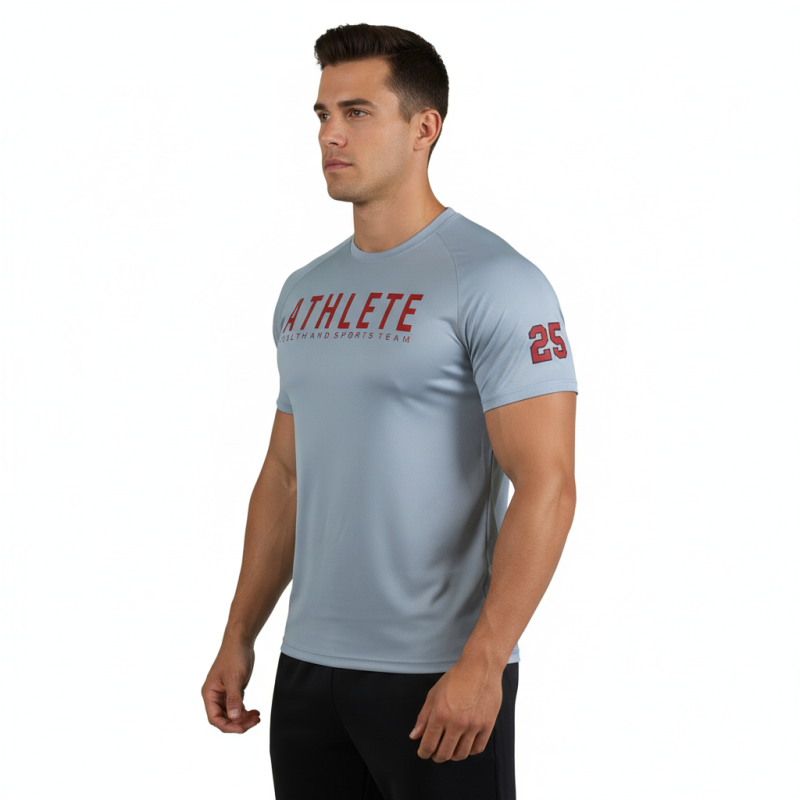 T-SHIRT DRI FIT ATHLETE Γκρί Με Κόκκινο 21173 (H&S)